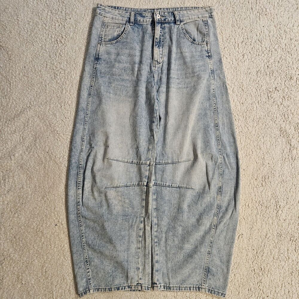 Barrel Leg Jeans Baggy Parachute Balloon Leg 34x28 Y2K Cyber Grunge Skater Denim